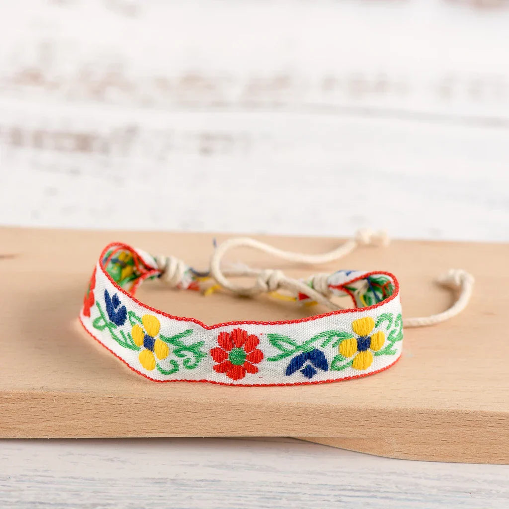 White Handwoven Embroidered Boho Brazilian Bracelet