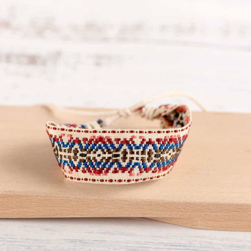 Blue Handwoven Embroidered Boho Brazilian Bracelet 