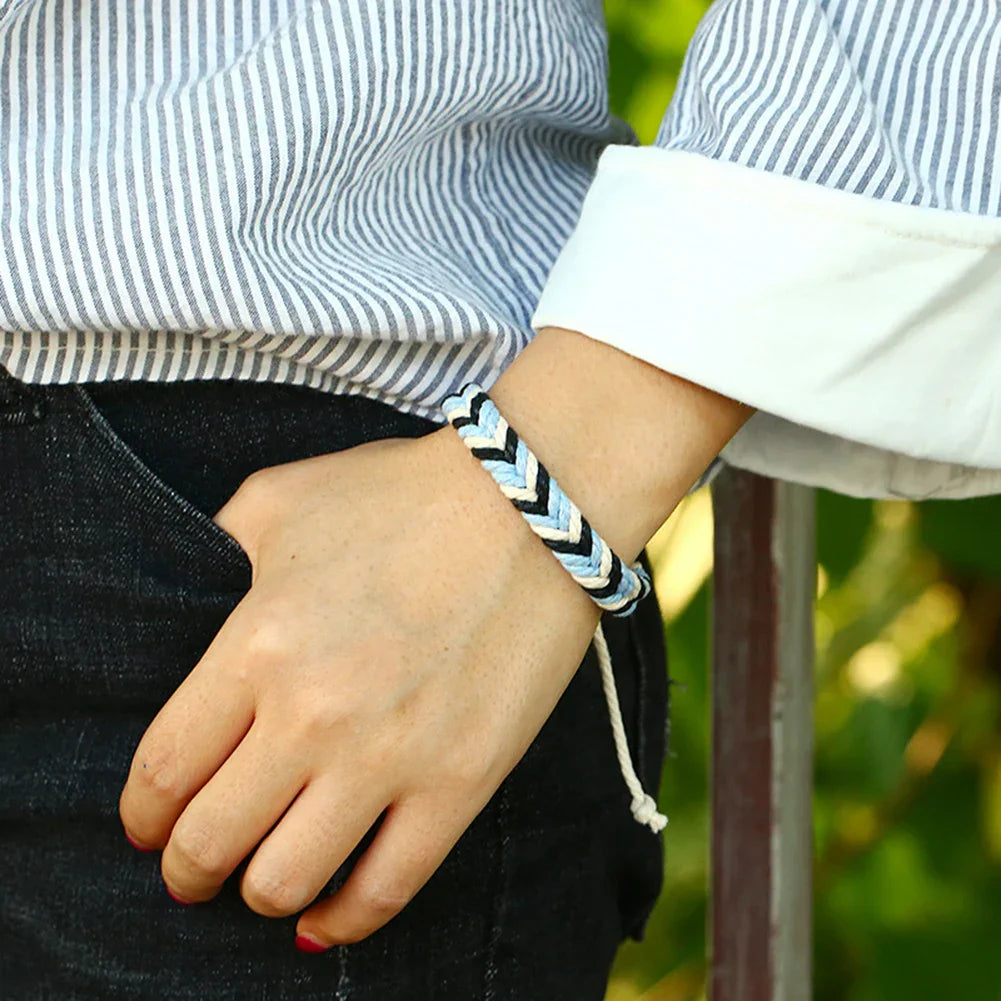 Natural Effect Cotton Thread Brazilian Bracelet blue