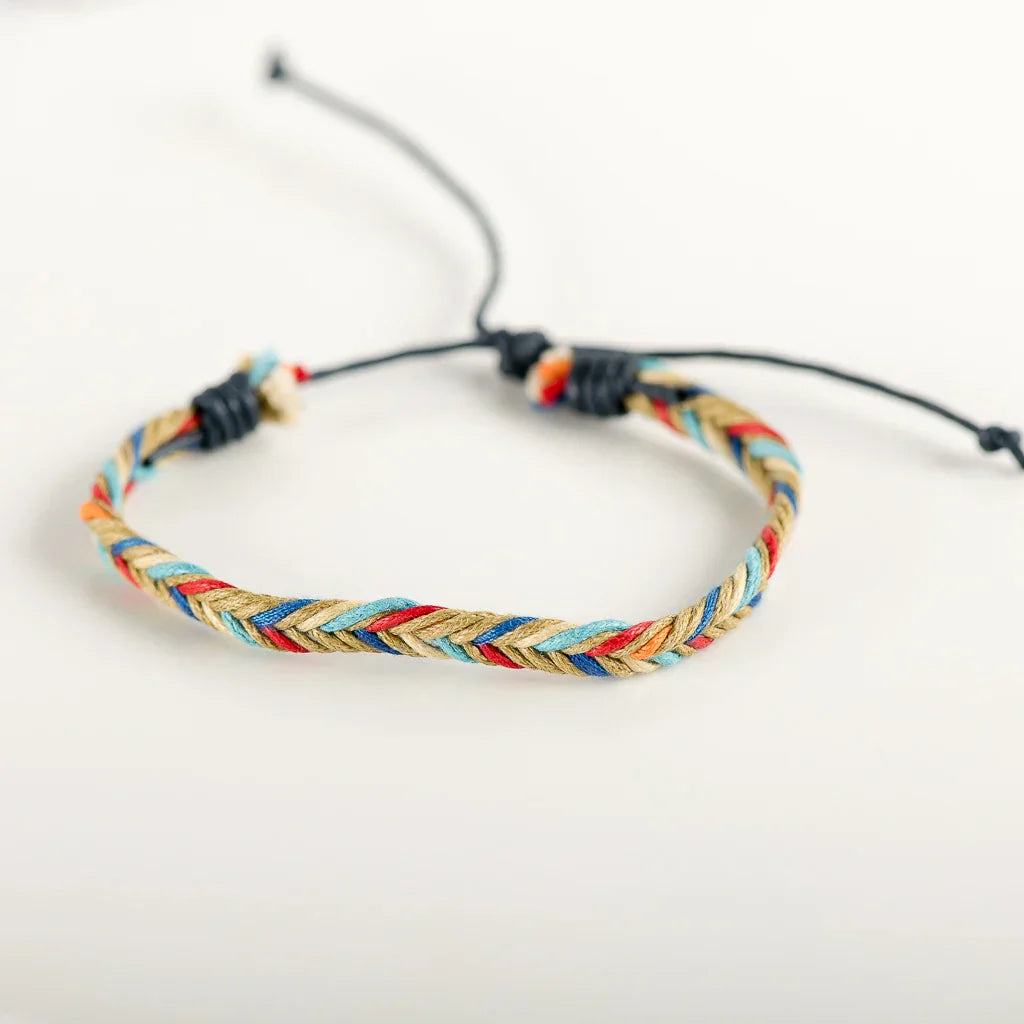 Braided Beige and Red Brazilian Bracelet