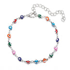 Blue Greek Turkish Evil Eye Anklet Mataki Matiasma silver