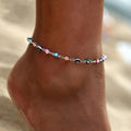 Blue Greek Turkish Evil Eye Anklet Mataki Matiasma silver