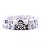 Owl Bracelet - Owl Link Bracelet White Beads