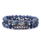 Owl Bracelet - Owl Link Bracelet Blue Beads