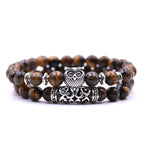 Owl Bracelet - Owl Link Bracelet Brown Beads