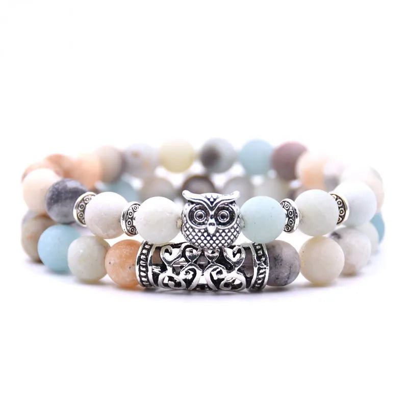 Owl Bracelet - Owl Link Bracelet Multicolor Beads