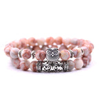 Owl Bracelet - Owl Link Bracelet Pink Beads
