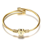 Heart bracelet with initial gold v
