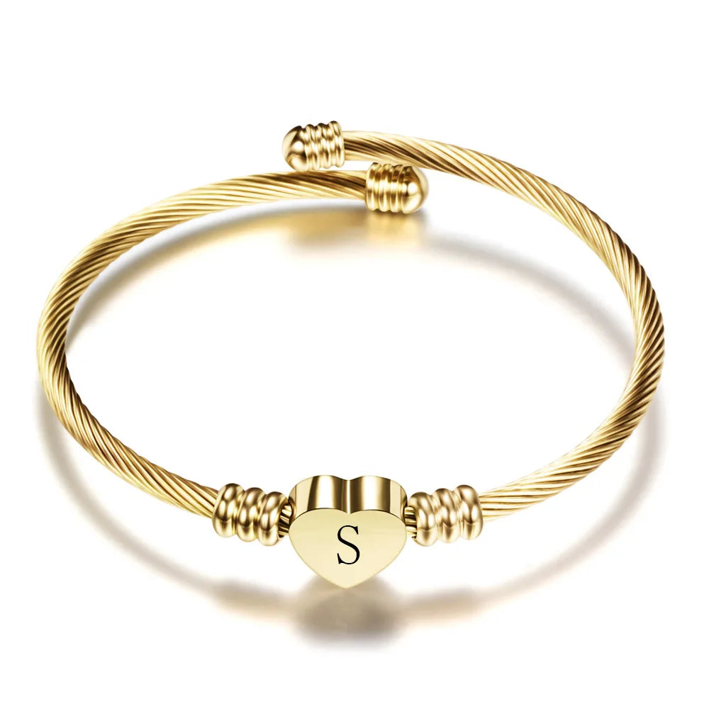 Heart bracelet with initial gold s