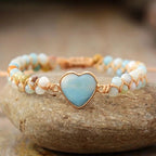 Natural Stone White Healing Heart Bracelet