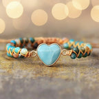 Natural Stone Blue Healing Heart Bracelet