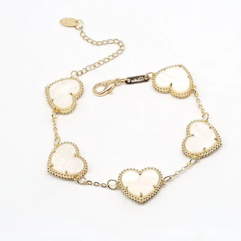 Heart Bracelet Gold-Plated Women white