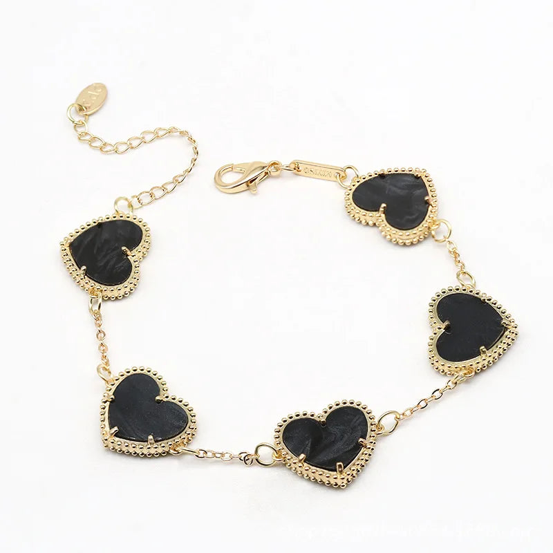 Heart Bracelet Gold-Plated Women black