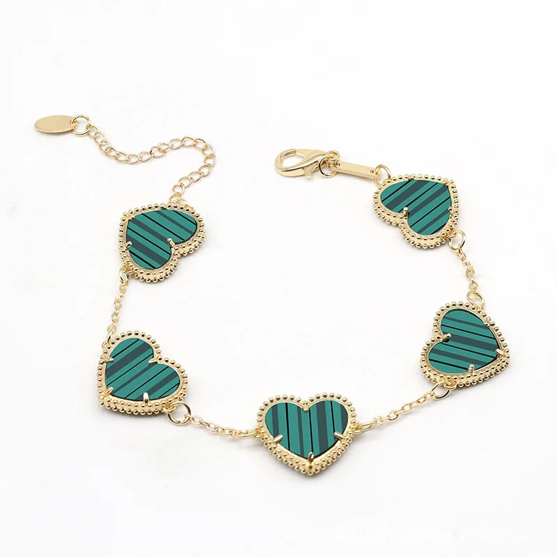 Heart Bracelet Gold-Plated Women green