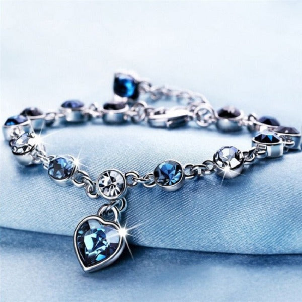 Women's Heart Bracelet Silver Chain Zircon