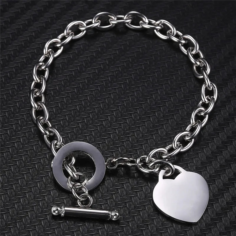 Women’s Heart Chain Bracelet silver