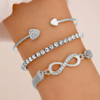 Bracelet Cœur Infini Argent et Or (Lot de 3 Bracelets)