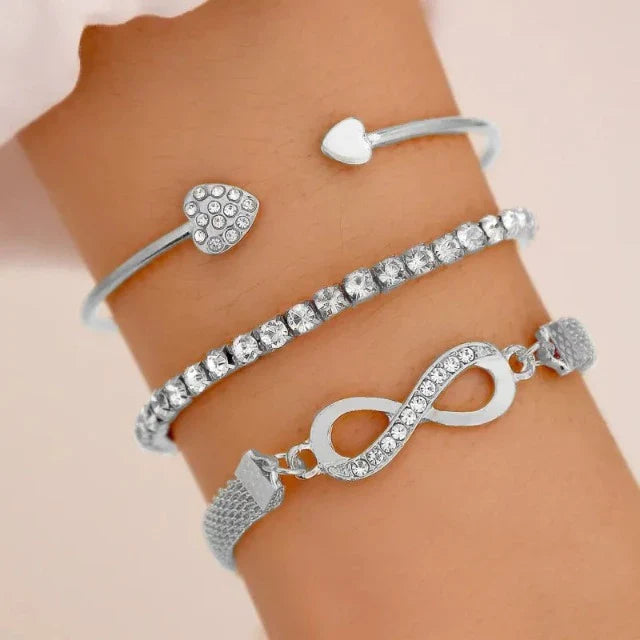 Bracelet Cœur Infini Argent et Or (Lot de 3 Bracelets)