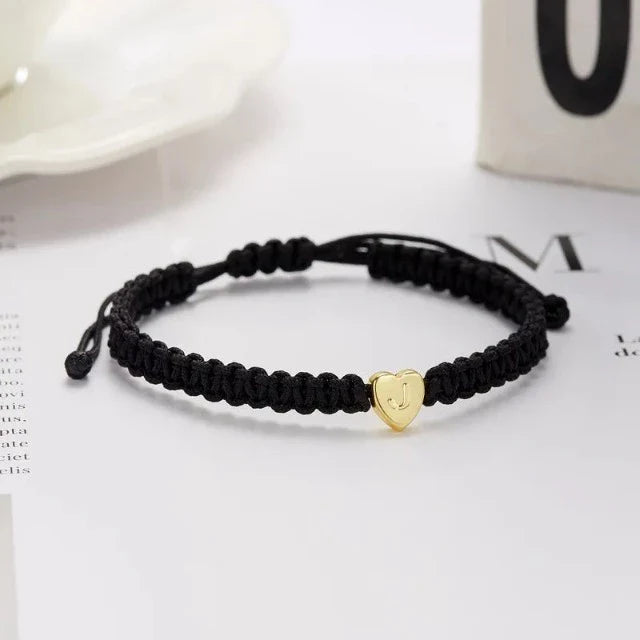 Gold Initial Heart Bracelet