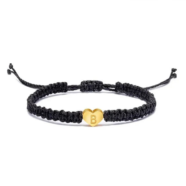 Gold Initial Heart Bracelet