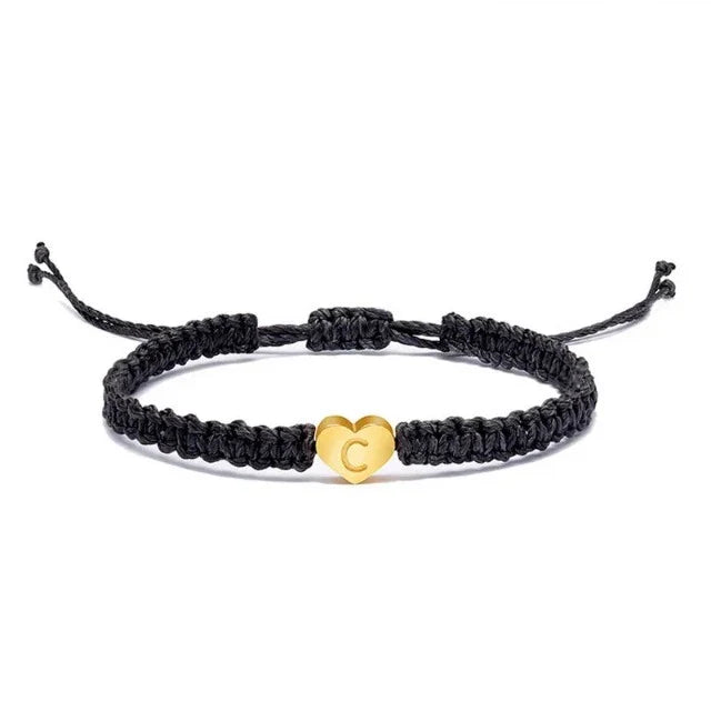 Gold Initial Heart Bracelet