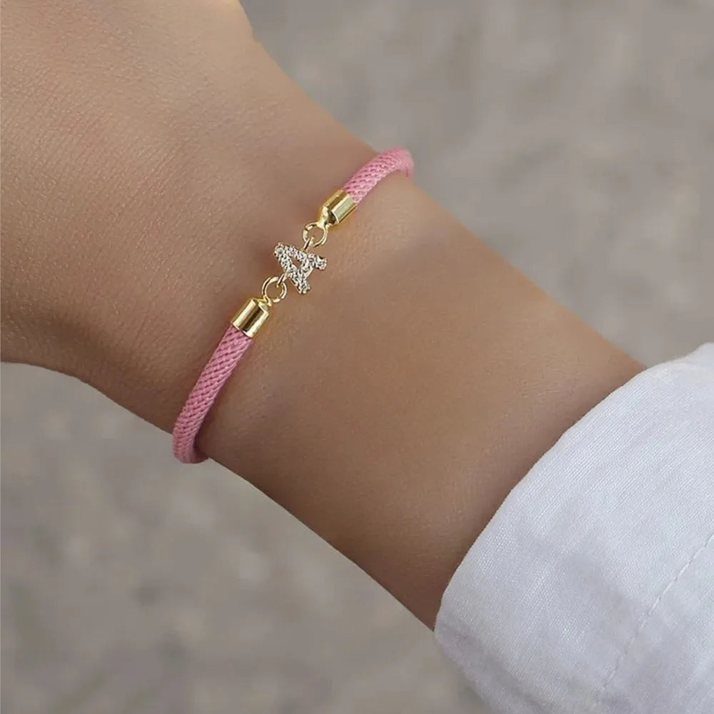 Colorful bracelet with rhinestone initial - letter