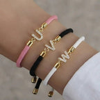 Colorful bracelet with rhinestone initial - letter