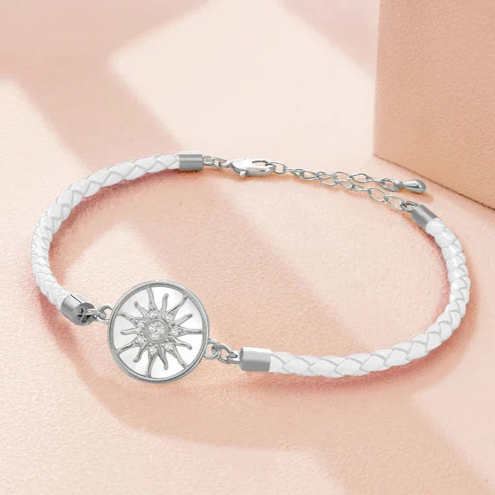 Compass Bracelet in Leather Compass Rose white silver