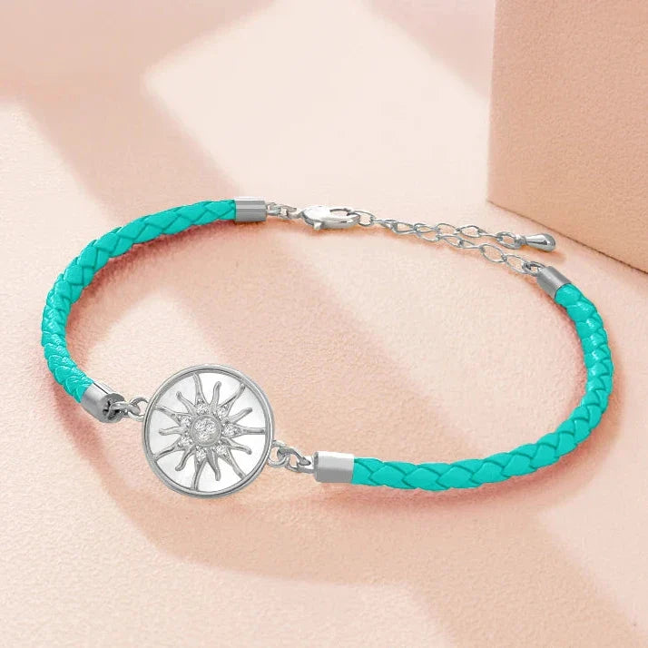 Compass Bracelet in Leather Compass Rose turquoise silver