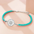 Compass Bracelet in Leather Compass Rose turquoise silver