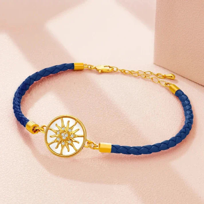 Compass Bracelet in Leather Compass Rose navy blue gold