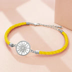 Compass Bracelet in Leather Compass Rose yellow silver
