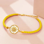 Compass Bracelet in Leather Compass Rose yellow gold