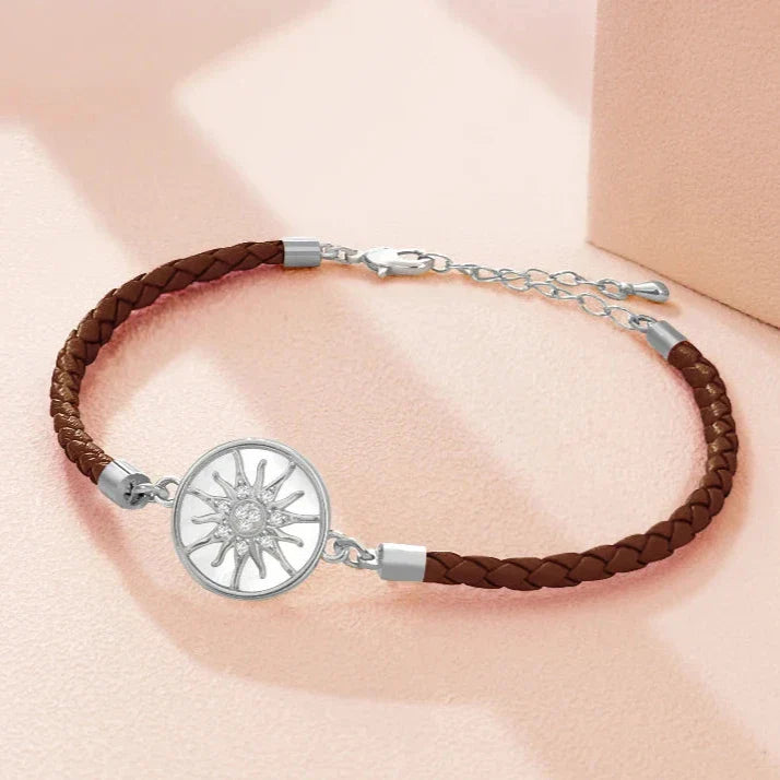 Compass Bracelet in Leather Compass Rose brown silver