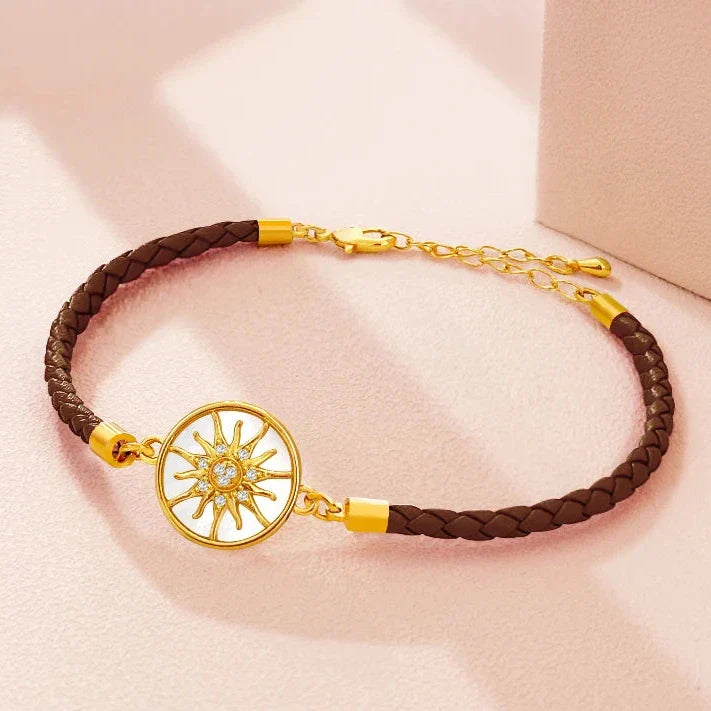 Compass Bracelet in Leather Compass Rose brown gold