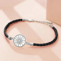 Compass Bracelet in Leather Compass Rose black silver