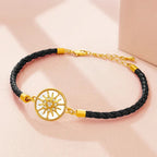 Compass Bracelet in Leather Compass Rose black gold