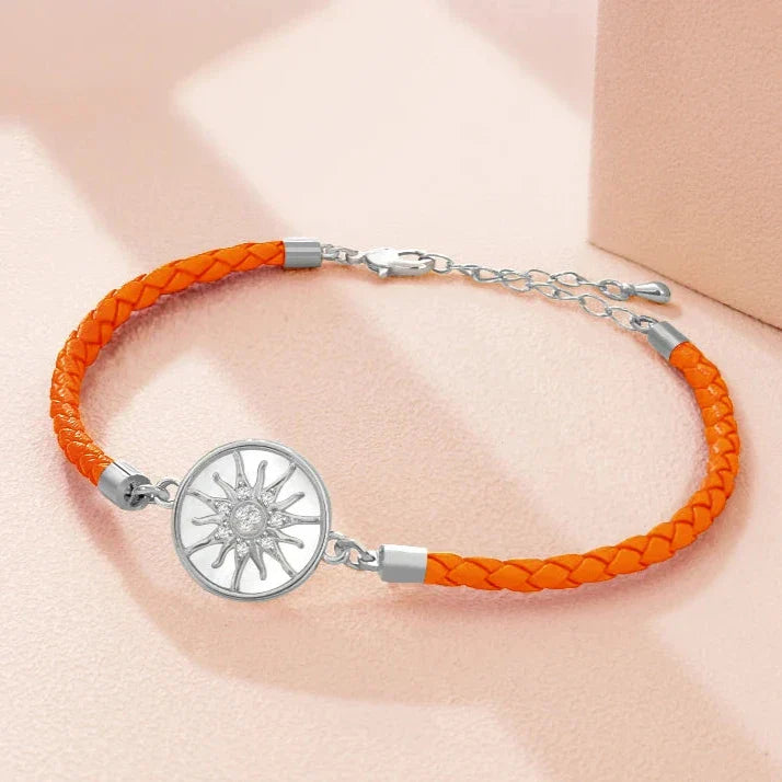 Compass Bracelet in Leather Compass Rose orange silver