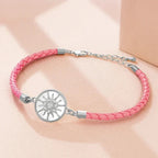Compass Bracelet in Leather Compass Rose pink silver