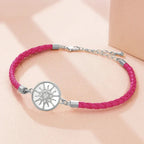 Compass Bracelet in Leather Compass Rose fuchsia silver