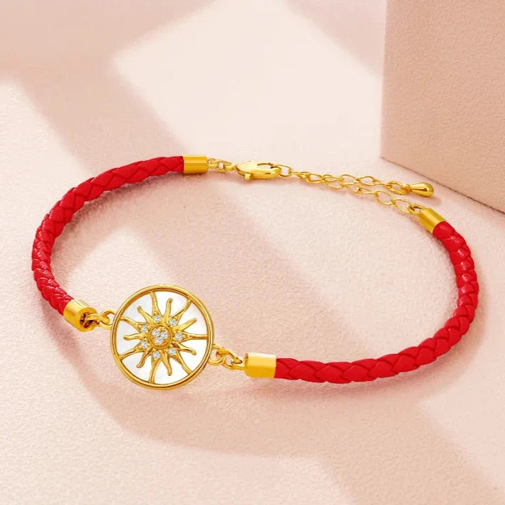 Compass Bracelet in Leather Compass Rose red gold