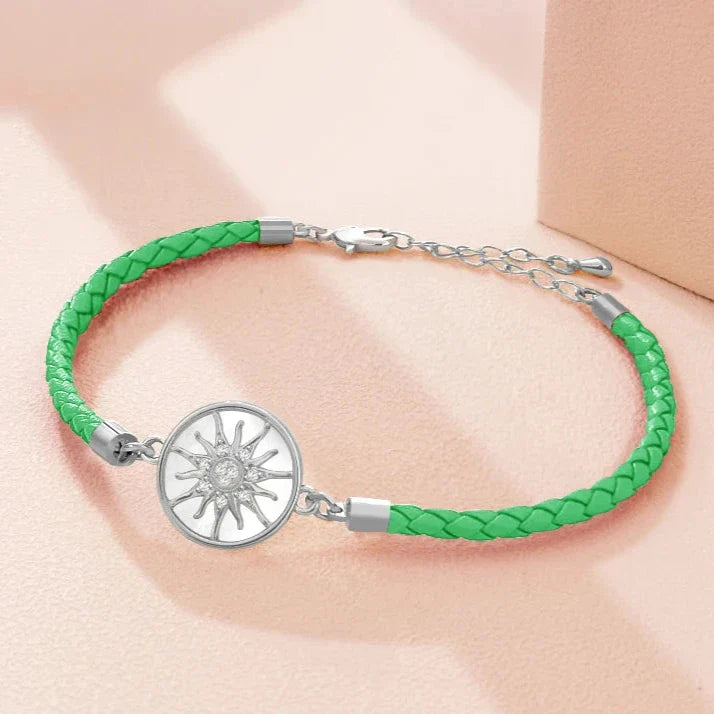 Compass Bracelet in Leather Compass Rose green silver