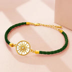 Compass Bracelet in Leather Compass Rose dark green gold