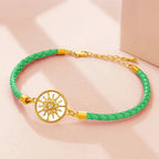 Compass Bracelet in Leather Compass Rose green gold