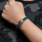 Compass Bracelet for Men Leather Compass Rose of the Winds green