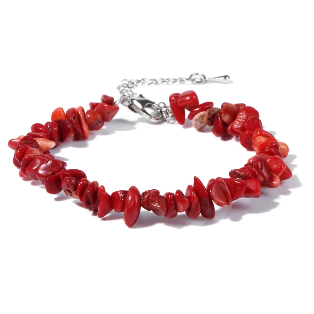 Bracelet coral small red chips