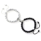 Couple Bracelet with Black and White Pearl