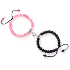 Couple Bracelet with Pink and Black Pearl