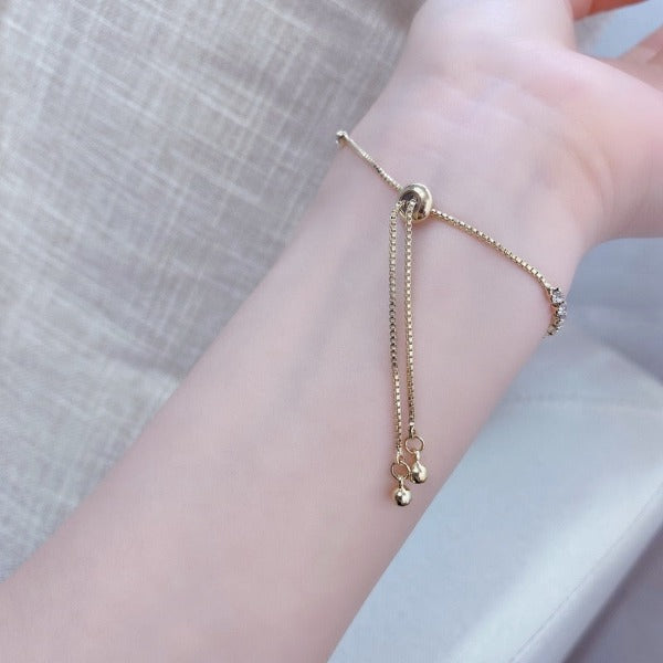 Women's Crescent Moon Bracelet with Cubic Zirconia Chain
