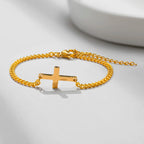 Cross Bracelet Curb Chain For Men Or Women Gold